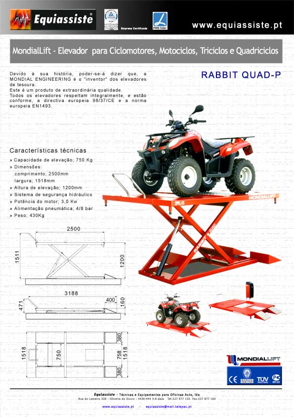 Mondial Lift Elevador para Triciclos e Quadriciclos para Centros de Inspecção CITV